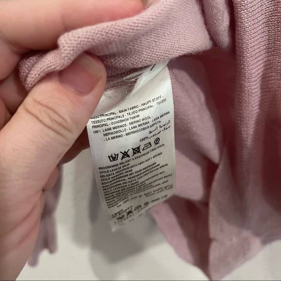 Kookai size 0 pink cowl neck merino wool sweater with elbow patches - Picture 11 of 12